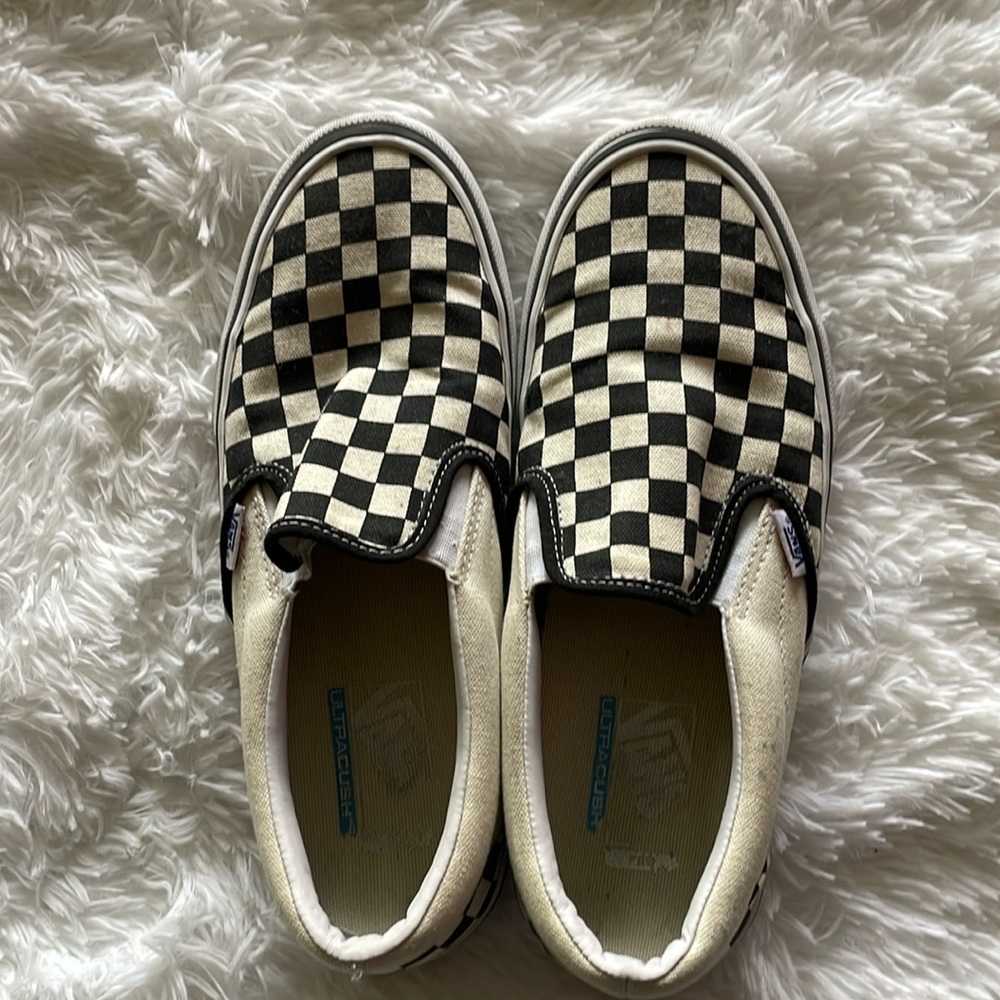 Vans Checkerboard Slip-On Loafers in Black and White